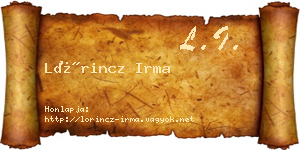 Lőrincz Irma névjegykártya