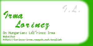 irma lorincz business card